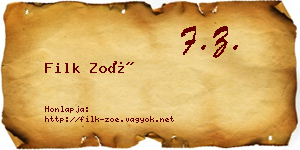 Filk Zoé névjegykártya